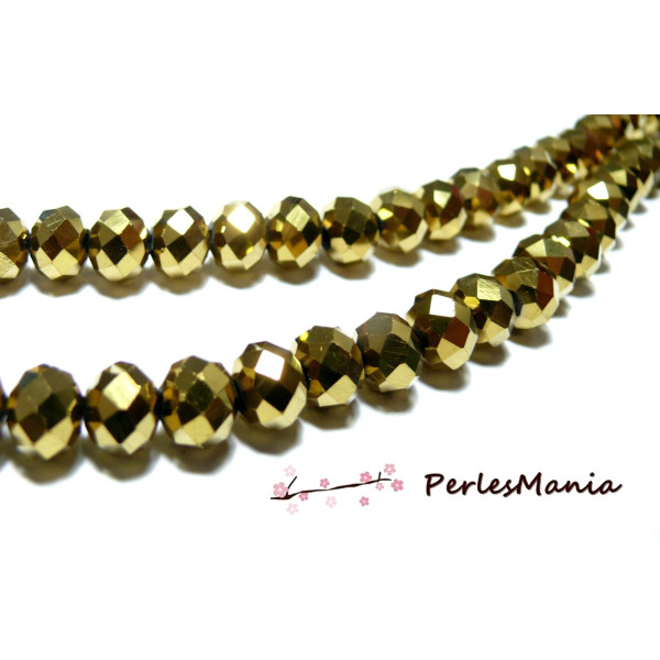 Perles facettées, rondelles 6 par 8 mm DORE