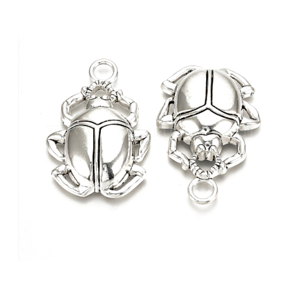 Pendentifs, Scarabée Égyptien 40 mm, métal finition Argent Antique