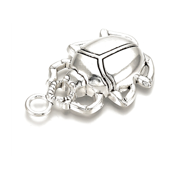 Pendentifs, Scarabée Égyptien 40 mm, métal finition Argent Antique