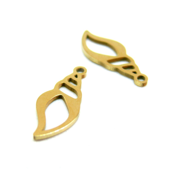 Pendentif Coquillage, Acier Inoxydable 316L, finition Doré à l'or fin 18K Placage IONIQUE