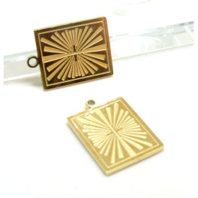 Pendentif Rectangle 21mm, Acier Inoxydable 316L, finition Doré à l'or fin 18K, Placage IONIQUE