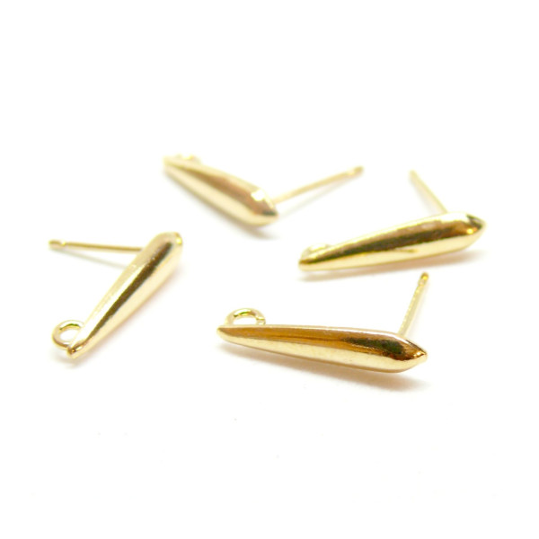 Boucles d’Oreille Puces Gouttes Fines 15mm – Laiton Doré à l'Or Fin 18K