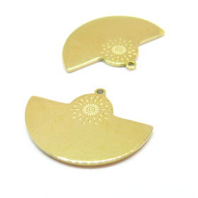 Pendentif Ethnique avec Soleil 30mm, Acier Inoxydable 304  finition Doré