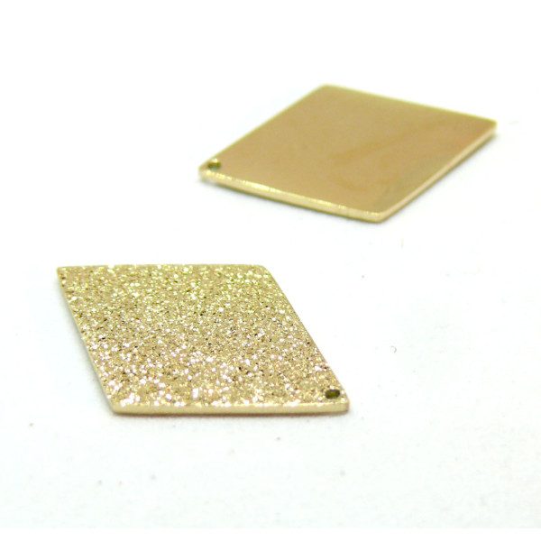 Pendentif Losange Stardust 22mm,  Acier Inoxydable 316L, finition Doré à l'or fin 14K