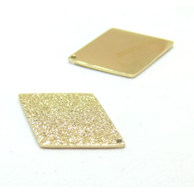 Pendentif Losange Stardust 22mm,  Acier Inoxydable 316L, finition Doré à l'or fin 14K