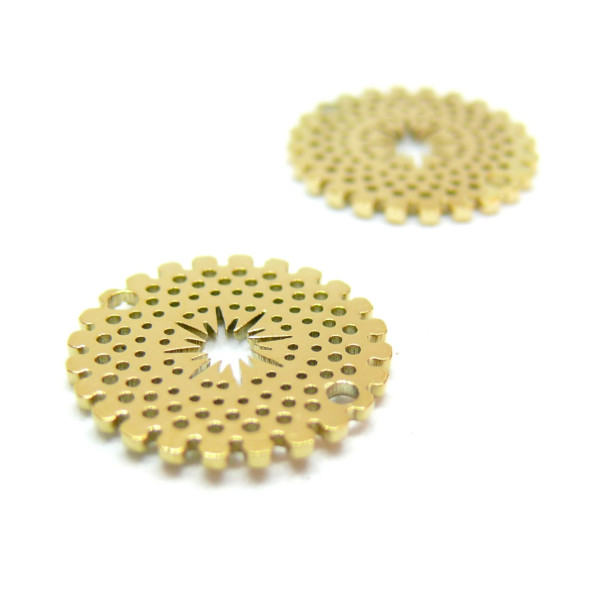 Connecteur, dentelle 15mm, Acier Inoxydable 304, finition Doré à l'or fin 18K, Placage IONIQUE