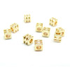 Perles Intercalaires Cube travaillés 3 mm, Laiton finition Doré à l'or fin 18K