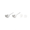 Boucles d'oreille Clou,  Puce Ronde 4mm, avec anneau d'attache, Acier Inoxydable 304, avec embouts