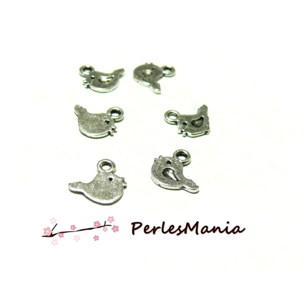 PENDENTIFS Petits OISEAU trop Mignon 11mm métal finition Argent Antique
