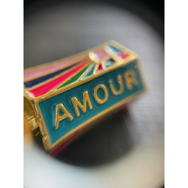 Perle intercalaire, Tube Hexagonale,  BOHO AMOUR 22 par 13mm, métal multicolores