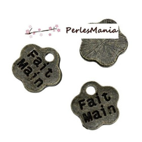 Pendentifs Breloques Fleur FAIT MAIN 8mm – Métal Finition Bronze
