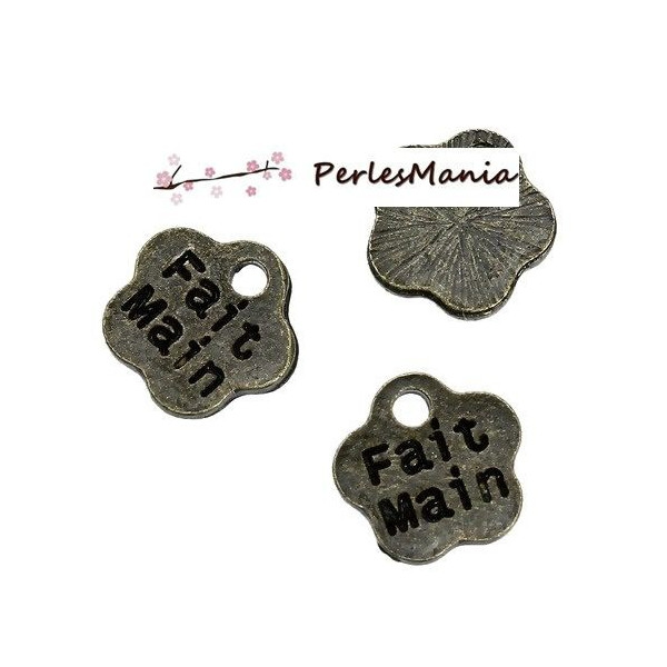 Pendentifs Breloques Fleur FAIT MAIN 8mm – Métal Finition Bronze