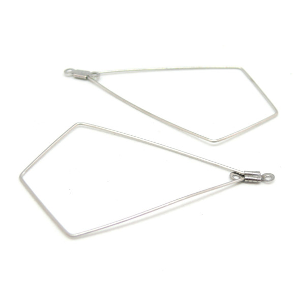 Pendentifs, Connecteur forme Losange 40mm, Acier Inoxydable 316 couleur Argent