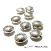Perles plates intercalaire STRIES, metal finition Argent Antique
