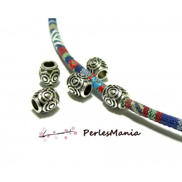 Perles intercalaire rondelles TONNEAU 10mm, laiton finition Argent Antique