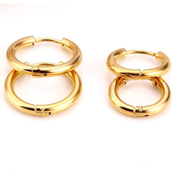 Créoles Rondes 14mm, épaisseur 2mm, Acier Inoxydable 304 finition Doré