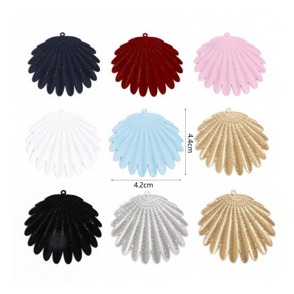 Estampes, Pendentifs Eventail, Plumes 44mm, métal finition Gris Anthracite