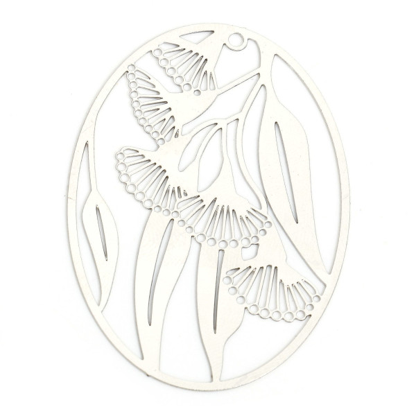 Estampes, Papyrus dans Ovale 41mm, métal finition Argenté