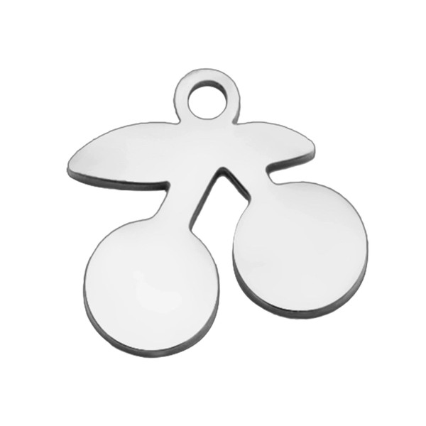Pendentifs Cerise 10mm, acier Inoxydable 304 finition Argenté