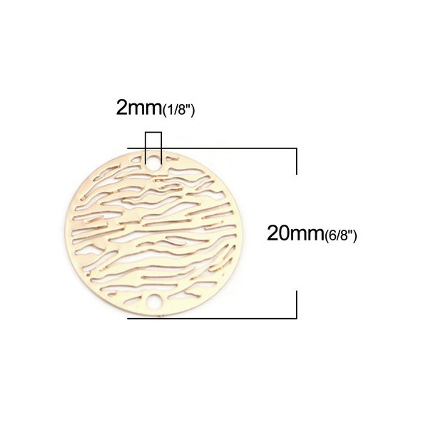 Estampes, Pendentif, Connecteur filigrane Zèbre 20 mm, coloris Doré