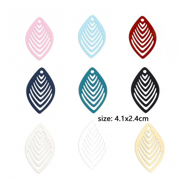 Estampes, pendentifs Multi Ovales 41mm métal coloris Rouge