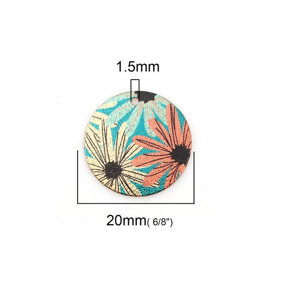 Pendentifs, breloques stardust Ronde 20mm, Géométrique Doré