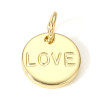 Pendentifs avec anneau, médaillon Love 9mm, Cuivre finition Doré 18KT