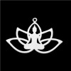 Pendentif Bouddha Fleur de Lotus 37 mm – Acier Inoxydable – Argenté
