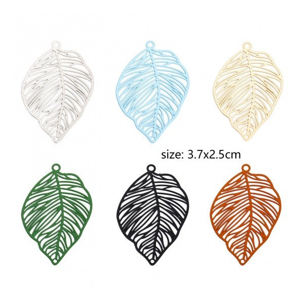 Estampes, pendentifs feuille 37mm, métal coloris DORE