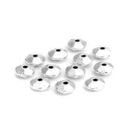 Perles intercalaires, Soucoupe facettée 6mm, métal finition Argent Antique
