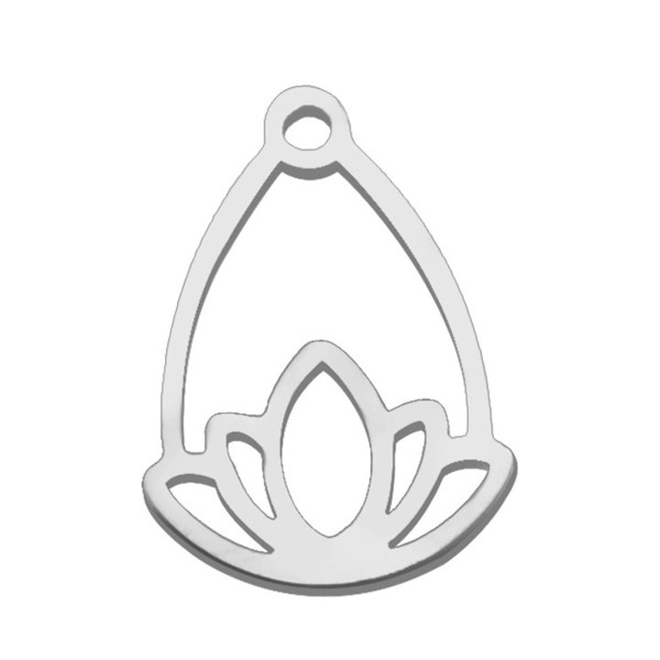 Pendentifs, Fleur de Lotus 13 mm, Acier Inoxydable 304 coloris Argenté