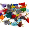 Pompons, breloque, passementière avec fil d'or et anneau 25mm