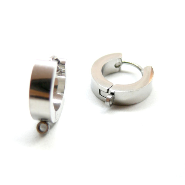 Boucles d'oreilles Dormeuses, créoles 9mm avec anneau d'attache,  Acier Inoxydable 316