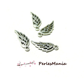 Pendentifs Mini Ailes 13mm – Métal Finition Argent Antique