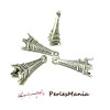 Pendentifs breloques Tour eiffel 25mm 3D, laiton finition Argent Antique