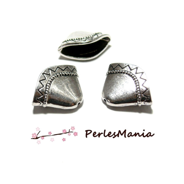 Cônes, embouts, caps coupelles Inca style Eventail ,metal couleur Argent Antique