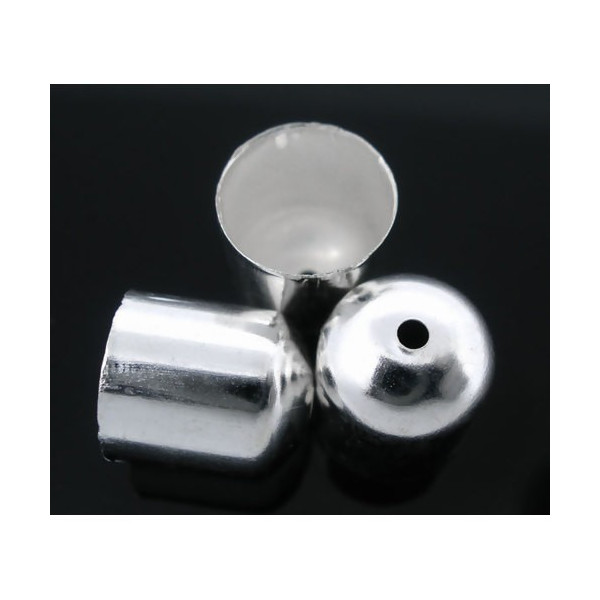 Embouts CYLINDRES Argent Vif 10mm pour Cordon