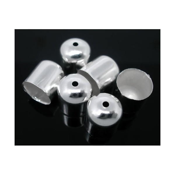 Embouts, CYLINDRES Argent Vif 10mm, pour Cordon