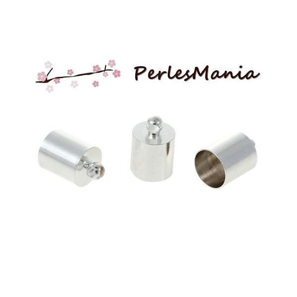 Embouts, CYLINDRES en CUIVRE, POUR CORDON, metal finition ARGENT PLATINE