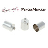 Embouts, CYLINDRES en CUIVRE, POUR CORDON, metal finition ARGENT PLATINE