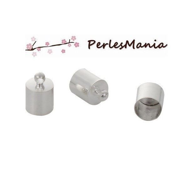 Embouts Cylindre en CUIVRE, pour cordon metal ARGENT VIF