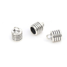 Coupelles, caps, embouts type ressort Trou 5mm, métal couleur Argent Antique