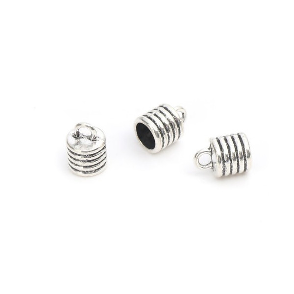Coupelles, caps, embouts type ressort Trou 5mm, métal couleur Argent Antique