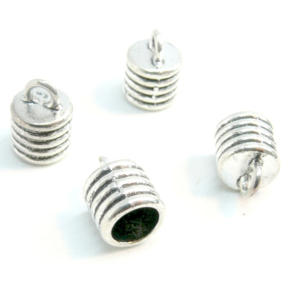 Coupelles, caps, embouts type ressort Trou 5mm, métal couleur Argent Antique