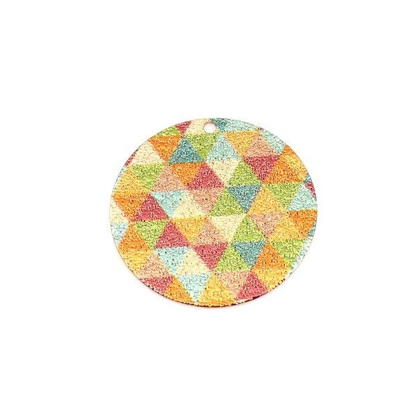 Pendentifs, breloques stardust Ronde 20mm, Motifs triangle, Cuivre Coloris Doré