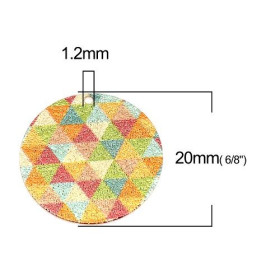 Pendentifs, breloques stardust Ronde 20mm, Motifs triangle, Cuivre Coloris Doré