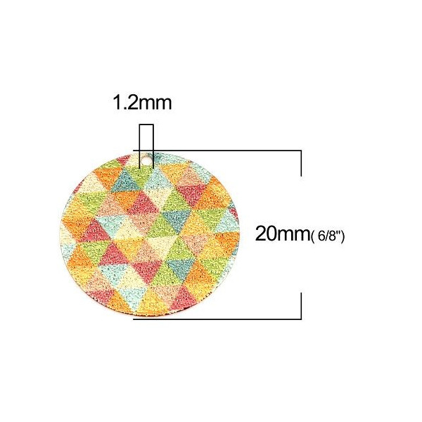 Pendentifs, breloques stardust Ronde 20mm, Motifs triangle, Cuivre Coloris Doré