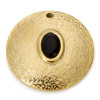 Pendentif, Martelé Bohème NOIR 20mm, Acier Inoxydable 304, finition Doré Placage IONIQUE