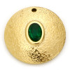Pendentif, Martelé Bohème VERT 20mm, Acier Inoxydable 304, finition Doré Placage IONIQUE