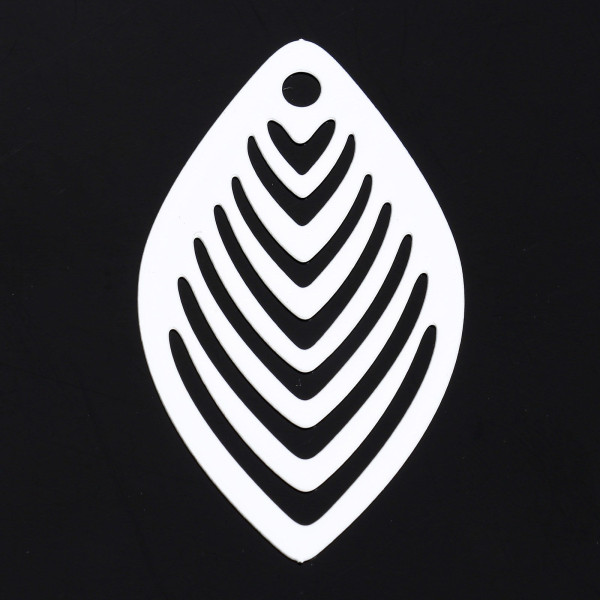 Estampes, pendentifs Multi Ovales 41mm, métal coloris BLANC